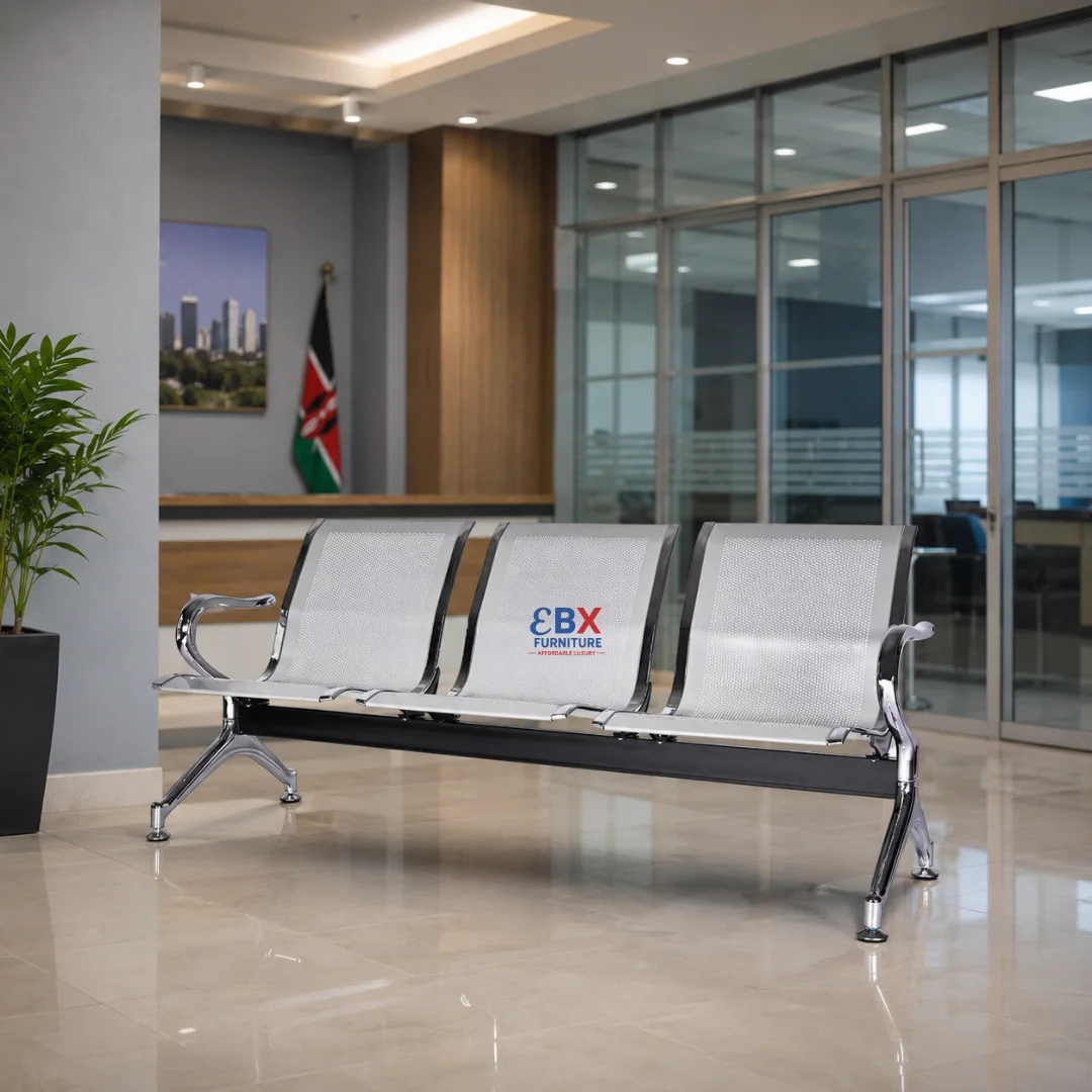 Linked Chairs (8) 3-Link Metallic Waiting Bench - Image 1