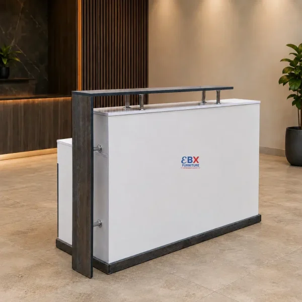 Reception Desk – White & Black Rail-EBX-REC-015