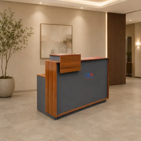Reception Desk – Charcoal & Walnut-EBX-REC-016