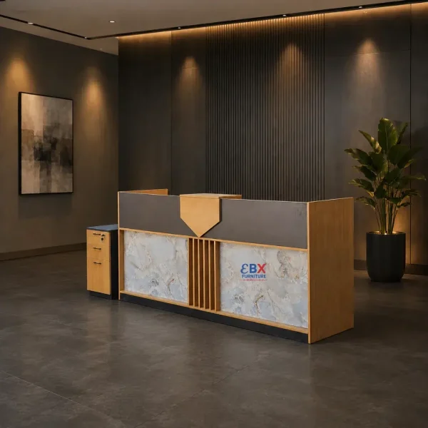 Reception Desk – Oak & Marble Spine-EBX-REC-017