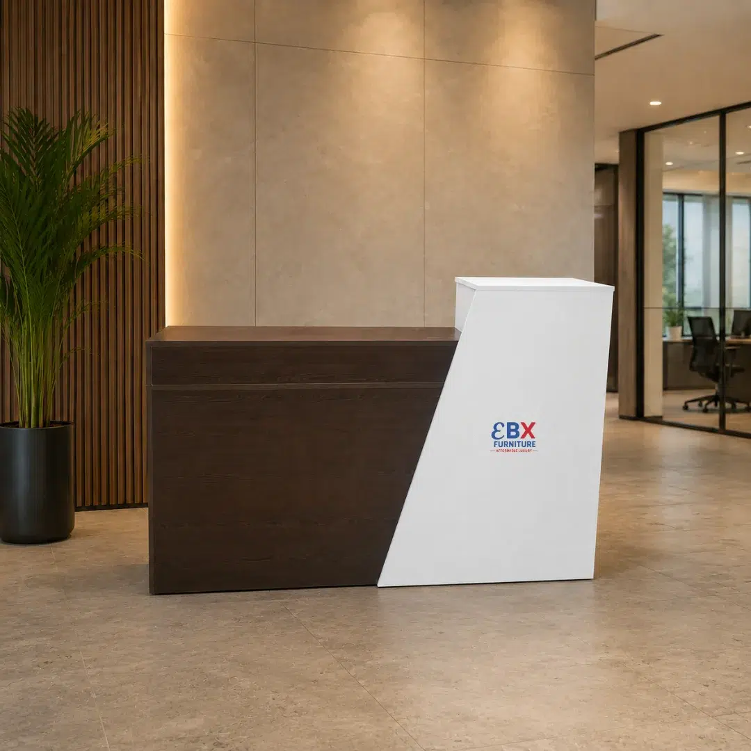 1 (19) Reception Desk – Espresso & White-EBX-REC-001 - Image 1