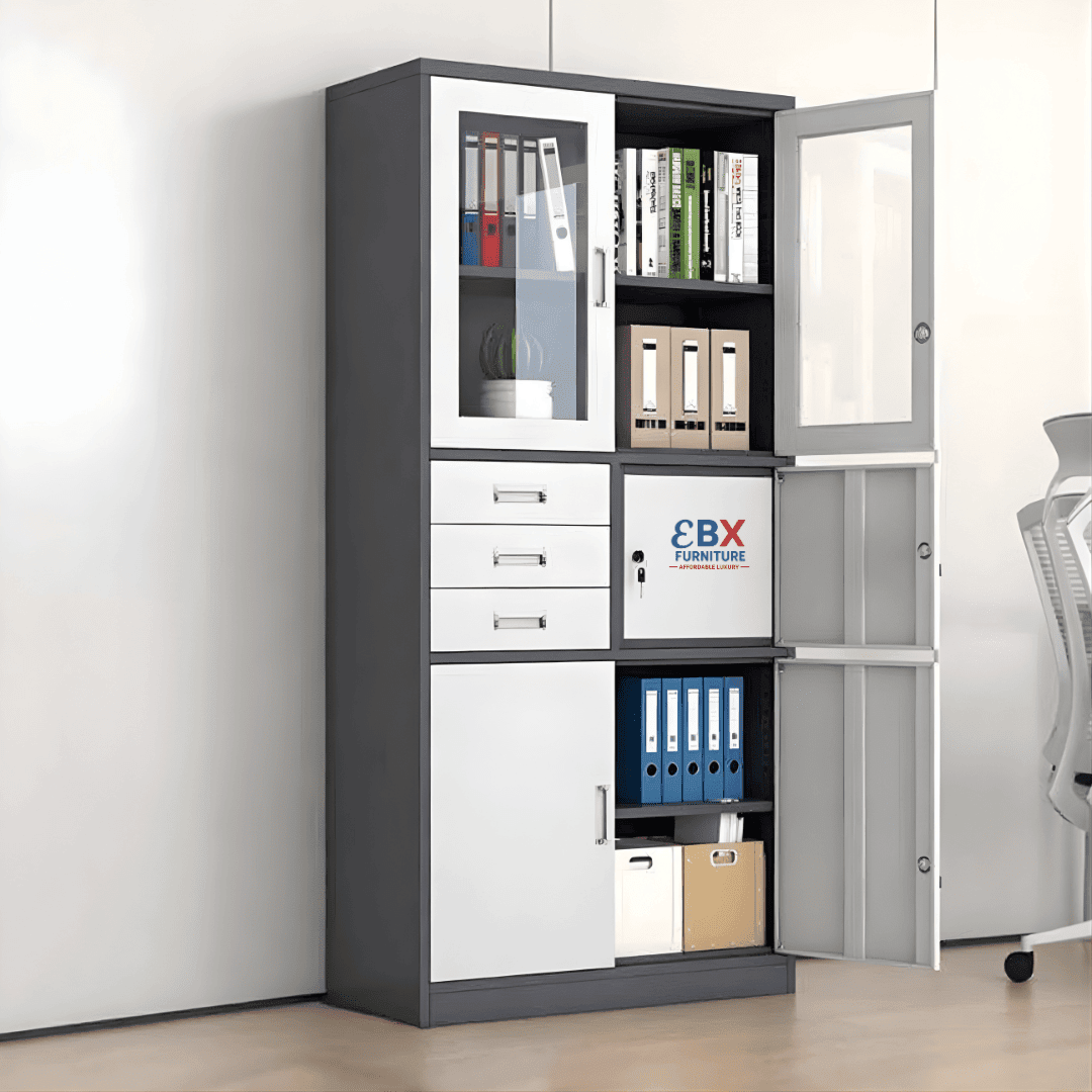 1 (27) 2 Door Metallic Cabinet with Safe(EBX-CAB-005) - Image 1