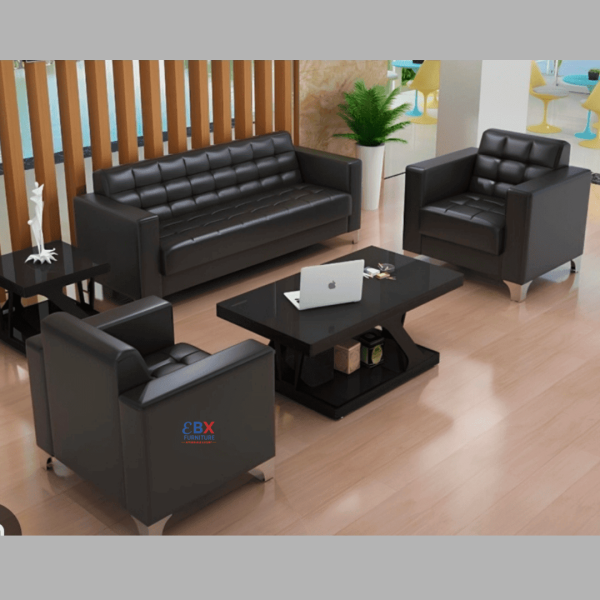 Executive Sofa Set - Black Tufted (3+1+1)