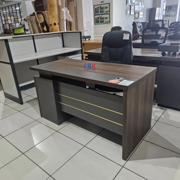 Office Desk - Dark Walnut & Gold-(EBX-OFC-003)