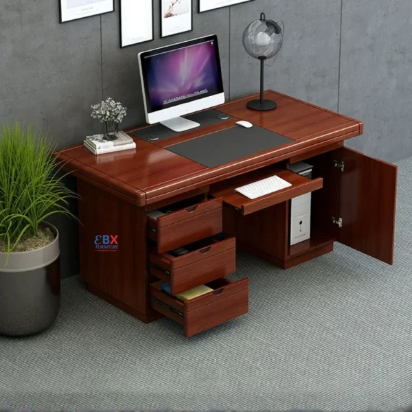 Office Desk - Mahogany with Drawers-EBX-OFC-001