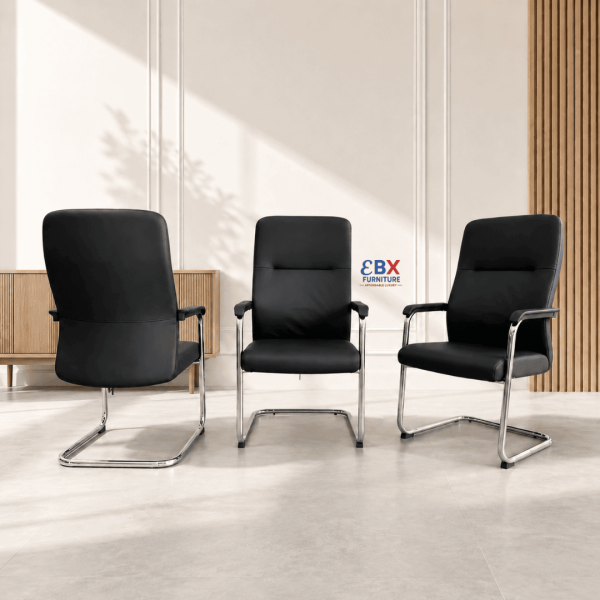 Boardroom/Visitor Chair - Black Leather(EBX-BRV-016)