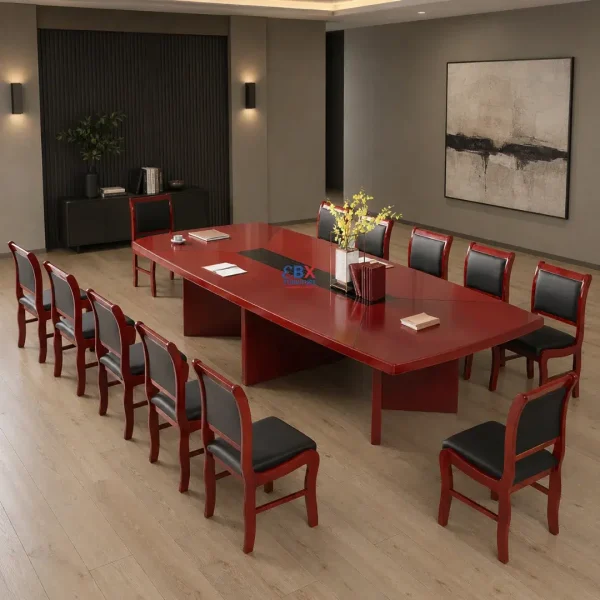 3.0m Boardroom Table - Mahogany Boat-Shape-EBX-BRD-005