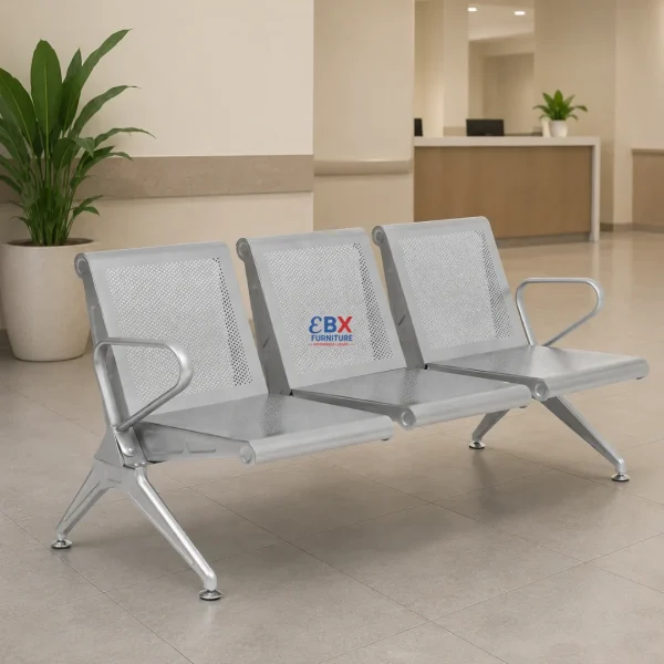 3-Seater Linked Chair – Silver/Grey-(EBX-MSL-004)
