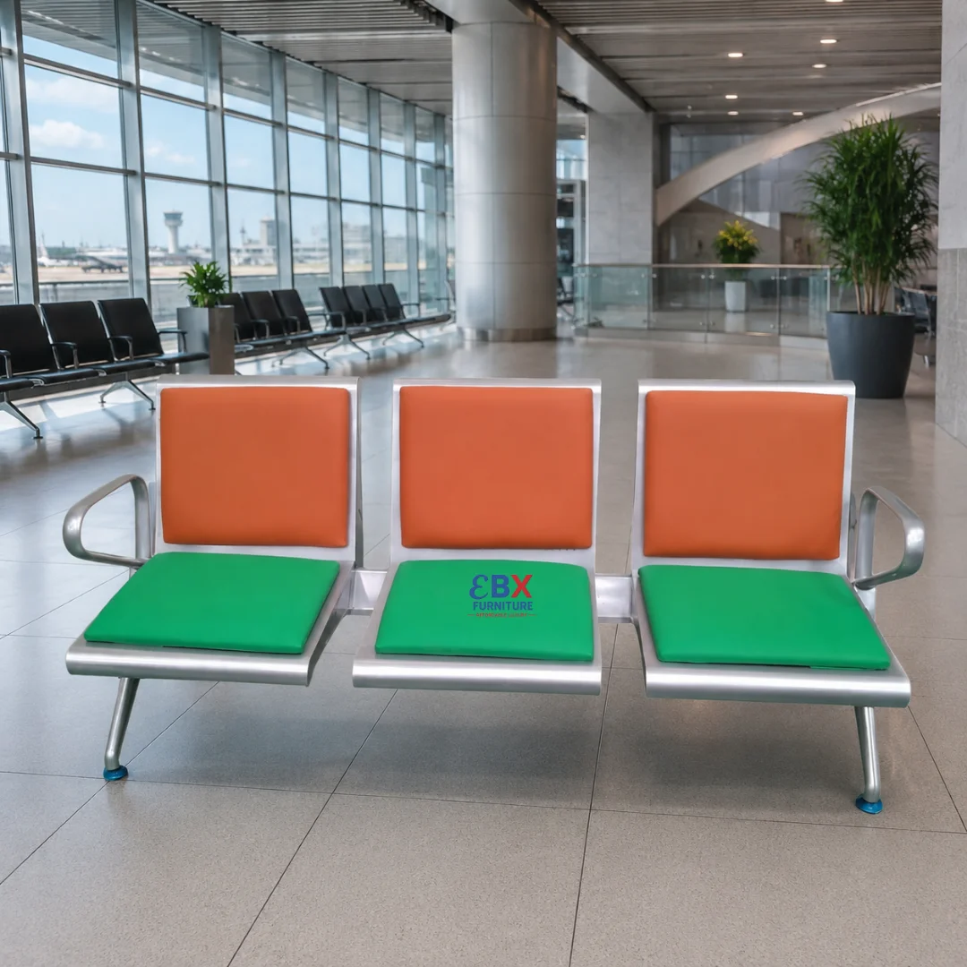 Linked Chairs (9) 3-Seater Linked Chair – Orange/Green-(EBX-MSL-011) - Image 1