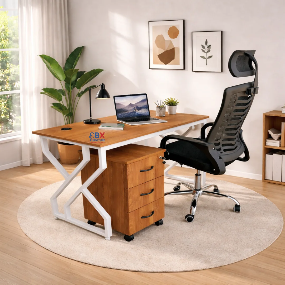 desk (1) Office Desk - Oak & White XFrame-(EBX-OFC-005) - Image 1