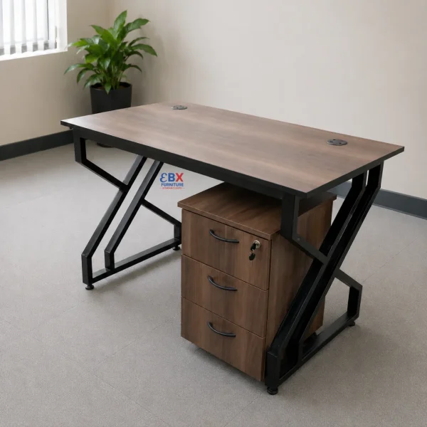 1.2m Office Desk - Walnut & Black ZFrame-(EBX-ODS-080)